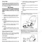 JCB 1115S, 1125, 1135 operator manual page showing driver seat adjustment procedures, controls, and seat diagrams.