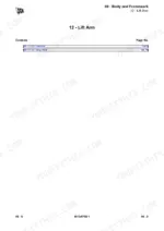 jcb-135-to-205-skidsteer-loader-service-manual-9813-6750-specs-68.webp JCB 135, 155, 175, 190, 205 service manual table of contents for section 12 Lift Arm, including General and Stop Pad.