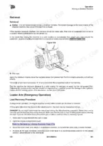 JCB 135, 150T, 155, 175, 190, 190T, 205, 205T manual: diagram for retrieving a disabled machine and emergency load recovery procedure.