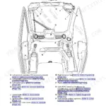 JCB 135, 150T, 155, 175, 190T, 205T, 210, 215 operator station component location diagram and identification key.