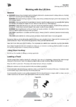 jcb-135-to-hd-skidsteer-loader-operator-manual-9831-0450-attachments-73.webp JCB 135 HD, 155 HD operation manual page for working with the lift arm, safety warnings, and truck loading diagram.