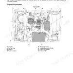 JCB 16C-1, 18Z-1, 19C-1 engine compartment service points diagram showing air filter, battery, and oil dipstick locations.