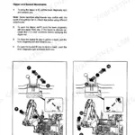 JCB 1CX backhoe controls manual page showing X pattern dipper and bucket movement lever operation diagrams.