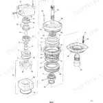 JCB 1CX exploded view diagram of the hydraulic drive motor assembly, showing numbered components for dismantling.