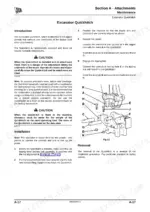 jcb-1cx-compact-backhoe-loader-service-manual-9803-9960-4-procedures-149.webp JCB 1CX Excavator Quickhitch installation and removal procedures with component diagram showing pivot pins and fasteners.