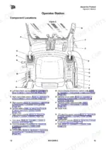 jcb-220lc-xtra-tracked-excavator-operator-manual-9831-2050-controls-24.webp JCB 220LC Xtra operator station diagram showing component locations for joysticks, track controls, and switch consoles.