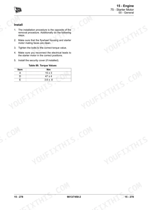 JCB 225T service manual - 15 - Engine