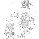 JCB 2CX, 2DX, 210, 212, 210S, 213S, 2CXU, 212SU, 2CXL, 2CX Farm Master, 210SL, Backhoe Loader, 2CX Range, 210SU, 2DX Machines, 212S exploded view of backhoe kingpost and swing cylinder assembly.