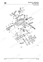 jcb-354-360-tractor-service-manual-9803-9480-1-exploded-view-188.webp JCB 354, 360, JCB 354, JCB 360, 404C-22T exploded view diagram of hydraulic system control valve components and linkages.