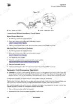 jcb-3cx-4cx-5cx-backhoe-loader-operator-manual-9831-0400-attachments-197.webp JCB 3CX, 4CX, 5CX procedure for lowering loader arms and emergency operation of the excavator end with HBCV diagram.