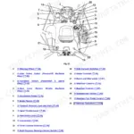 JCB 3CX, 4CX cab layout diagram showing numbered operator controls, steering wheel, levers, pedals, and console switches.