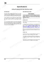jcb-3cx-4cx-backhoe-loader-operator-manual-9811-1720-specs-229.webp JCB 3CX, 4CX specifications page for lifting and safe working loads for backhoe and loader units.