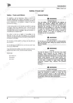 jcb-3cx-4cx-backhoe-loader-operator-manual-9811-4300-troubleshooting-14.webp JCB 3CX, 4CX service manual page detailing general safety check list, operator warnings, and protective clothing requirements.