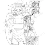 JCB 3CX Compact operator station diagram showing component locations for controls, steering, and instrument displays.