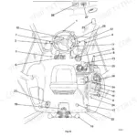 JCB 3CX ECO, 4CX ECO manual controls cab layout diagram showing steering wheel, seat, and operator lever positions.