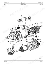 JCB 3CX, 4CX, & Variants, Variants: Exploded view diagram of the starter motor assembly and internal components.