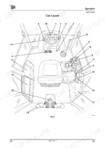 jcb-3dx-super-backhoe-loader-operator-manual-9831-1050-controls-34.webp JCB 3DX SUPER cab layout diagram showing numbered operator controls, steering wheel, gear levers, and seat position.