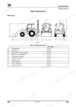 jcb-3dx-super-backhoe-loader-operator-manual-9831-1050-specs-191.webp JCB 3DX SUPER static dimensions diagram and machine specifications table showing length, wheelbase, and ground clearance.