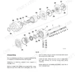 JCB 403, JCB 403 exploded view diagram for hydraulic motor dismantling and assembly procedures.