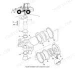 JCB 406, 409, 406 Machines, 409 Machines, F4L 2011, TD 2011 L exploded view of articulated joint component layout.
