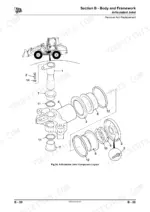 jcb-406-409-wheeled-loading-shovel-service-manual-9803-4310-05-exploded-view-155.webp JCB 406, 409, 406 Machines, 409 Machines, F4L 2011, TD 2011 L exploded view of articulated joint component layout.