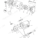 JCB 406, 407, 408, 409, 409 Telemaster hydraulic gear pump exploded view diagram showing internal components and housing.