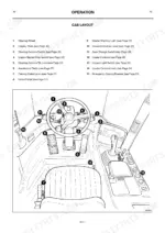 jcb-411-wheeled-loader-operator-manual-0140-1-controls-18.webp JCB 411 cab layout diagram showing numbered operator controls, steering wheel, pedals, and gear levers.