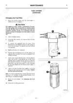 jcb-411-wheeled-loader-operator-manual-0140-1-maintenance-73.webp JCB 411 maintenance manual page showing step-by-step procedure for changing the fuel filter and filter element.