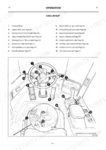 jcb-412s-414s-wheeled-loader-operator-manual-9801-8340-controls-20.webp JCB 412S, 414S cab layout diagram showing numbered operator controls, steering wheel, pedals, and switches.