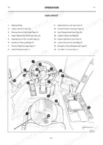 jcb-414s-416s-wheeled-loader-operator-manual-0050-1-controls-18.webp JCB 414S, 416S cab layout diagram showing steering wheel, pedals, and operator controls with numbered reference list.