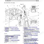 JCB 427, 435S, 437 operator station component location diagram showing cab controls, switches, and interior layout.