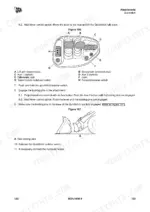 jcb-427-435s-437-loader-operator-manual-9831-1600-maintenance-145.webp JCB 427, 435S, 437 Quickhitch attachment control diagram, locking pin procedure, and joystick button identification.
