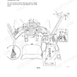 JCB 427, 435S, 437 operator manual diagram showing numbered cab layout, steering wheel, and control console components.