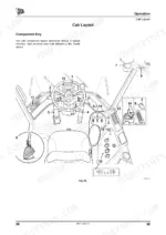 jcb-427-435s-437-wheeled-loader-operator-manual-9821-3150-controls-48.webp JCB 427, 435S, 437 operator manual diagram showing numbered cab layout, steering wheel, and control console components.