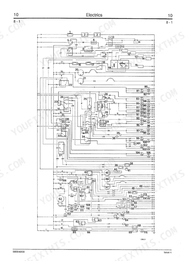 JCB 435 Wheeled Loader electrical system wiring diagram showing numbered components and circuit connections.