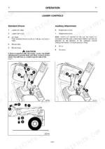 jcb-436-436ht-436zx-wheeled-loader-operator-manual-0090-1-attachments-33.webp JCB 436, 436HT, 436ZX loader controls operation manual showing shovel and auxiliary attachment lever functions.