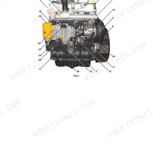 JCB 444 Engine, 448 Engine, JCB DIESELMAX ENGINE (MECHANICAL) component identification diagram with numbered parts.