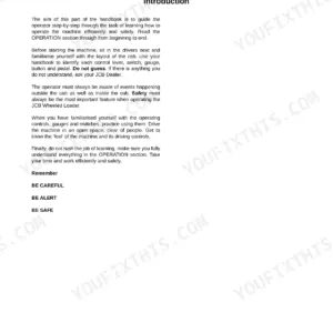 JCB 446, 456 operator manual page 13, introduction to machine operation and safety procedures for wheeled loaders.