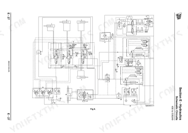 JCB 446, 456, 456ZX, 456 Wheeled Loading Shovel, 446 Wheeled Loading Shovel, 456e hydraulic schematic circuit diagram Fig 8.