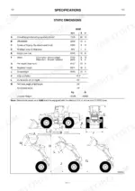 jcb-456b-wheeled-loader-operator-manual-9801-8210-specs-95.webp JCB 456B static dimensions specification table and diagram showing machine length, height, width, and operating angles.