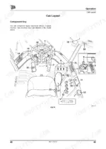 jcb-457-wheeled-loader-operator-manual-9821-2150-controls-50.webp JCB 457 cab layout diagram showing numbered operator controls, steering wheel, joystick, and console switches.