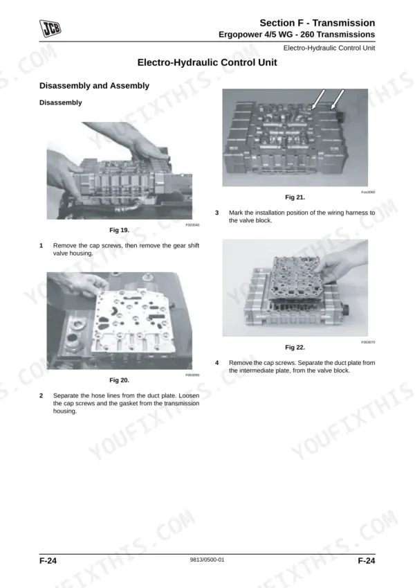 JCB 467 Wheeled Loading Shovel, 467, JCB 467, QSM 11 Tier 3: Disassembly procedure for transmission electro-hydraulic control unit.