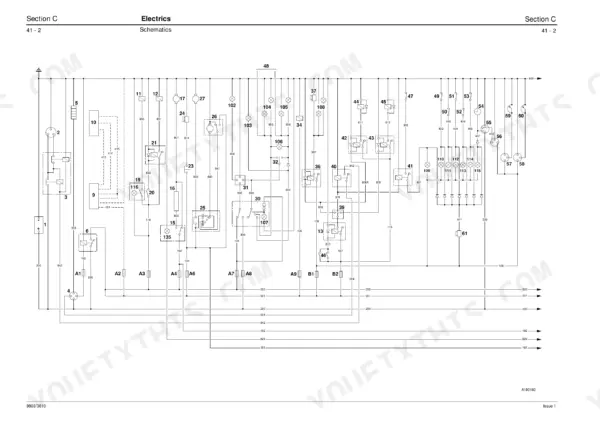 JCB 504B, 526, LOADALL electrical schematic diagram showing numbered components and wiring connections for Section C.