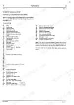 jcb-505-19-to-506b-500-series-service-manual-9803-3600u-hydraulic-156.webp JCB 505-19, 505-22, 508-40, 506-36, 510-40, 506B hydraulic circuit component key list for pumps, valves, and rams.