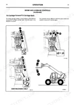 jcb-506-36-to-506b-loadall-operator-manual-procedures-39.webp JCB 506-36, 508-40, 510-40, 506B boom and carriage control diagrams for tilting the carriage forward and backward.