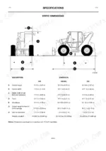 jcb-506b-to-hl-loadall-operator-manual-8205-2-specs-109.webp JCB 506B, 506C, 508C, 506C (HL) static dimensions diagram and specifications table for machine height, width, and length.