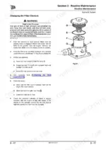 JCB 506C, 506CHL, 508C hydraulic system maintenance procedure for changing the filter element with exploded view diagram.