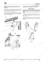 JCB 506C, 506CHL, 508C procedures for opening and closing the upper door section and windshield with component diagrams.