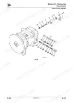 JCB 520-40, 524-50, 527-55 exploded view of transmission hydraulic pump dismantling and assembly components.