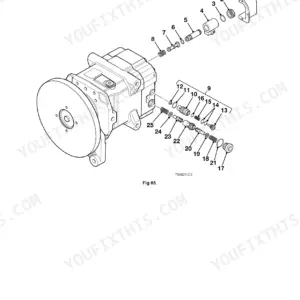 JCB 520-40, 524-50, 527-55 exploded view of transmission hydraulic pump dismantling and assembly components.